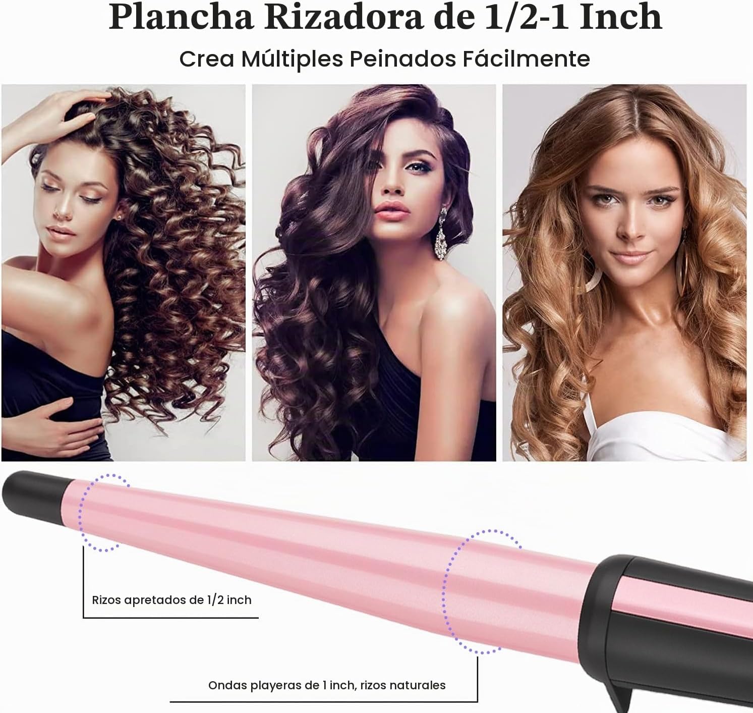 Rizador de pelo, varita rizadora de 0.5-1 pulgadas, 410.0 °F para r...
