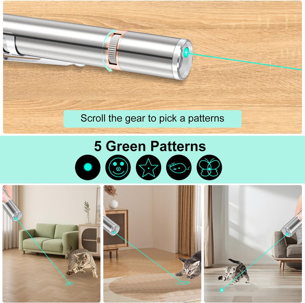 TBTeek Juguete para gatos, luz verde, con funda de metal, recargabl...