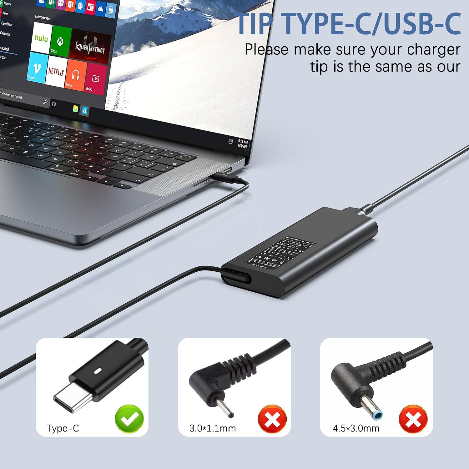 Cargador USB C para laptop de 130 W compatible con Dell Xps 17, Pre...