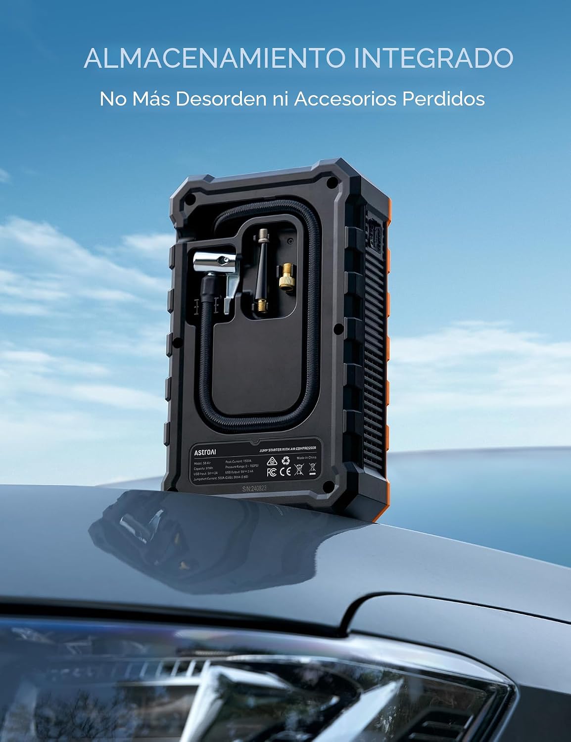 AstroAI - Arrancador portátil S8 con compresor de aire, pico de 150...