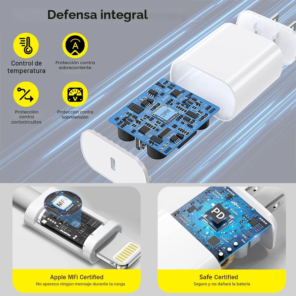 Cargador rápido para iPhone, cable de carga de teléfono, paquete de...