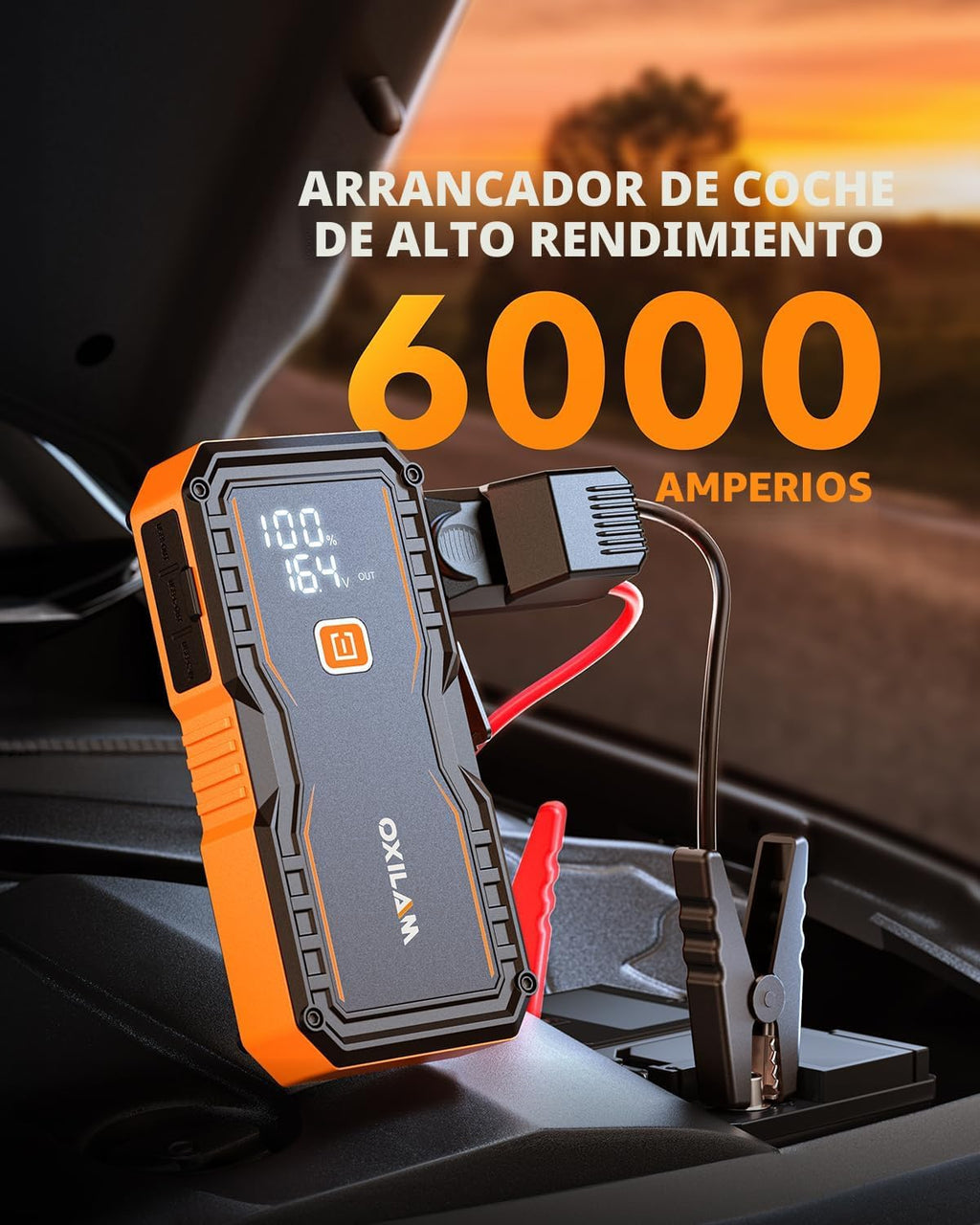 OXILAM Arrancador 6000A para Todo Gas\/12L Diésel, Arrancador de Ba...