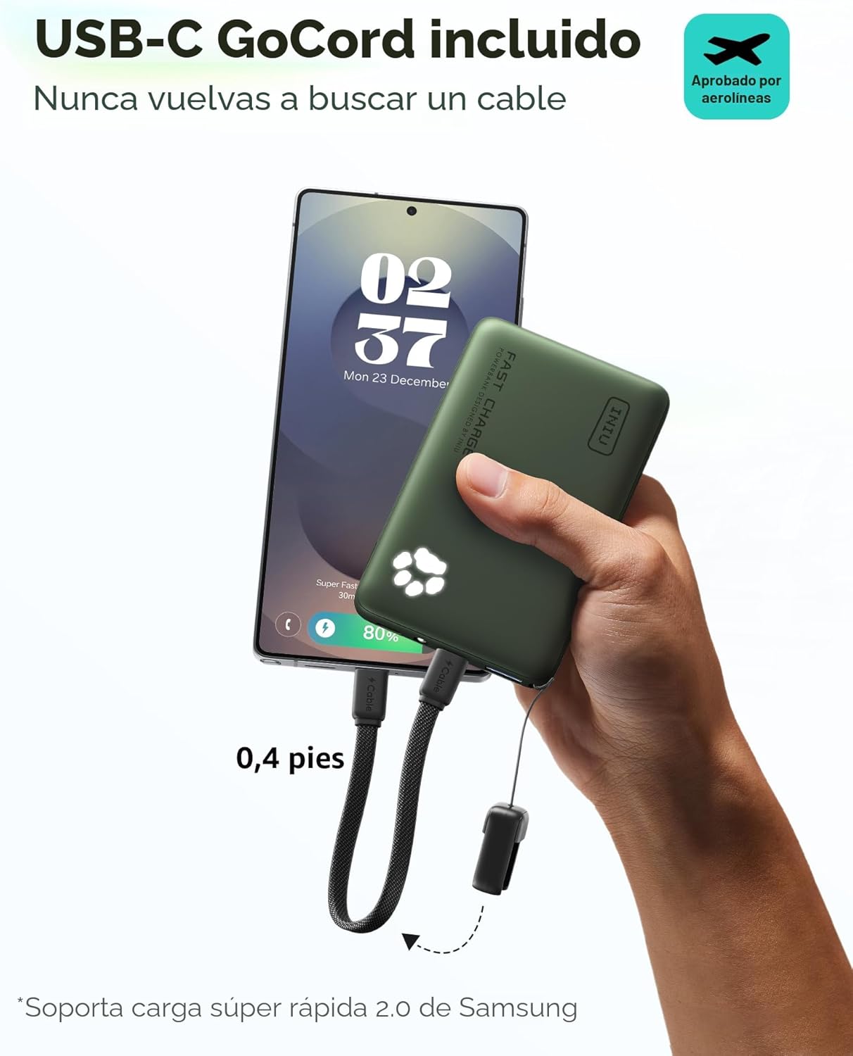 INIU Cargador portátil, Banco de energía ultra delgado de 10000mAh...