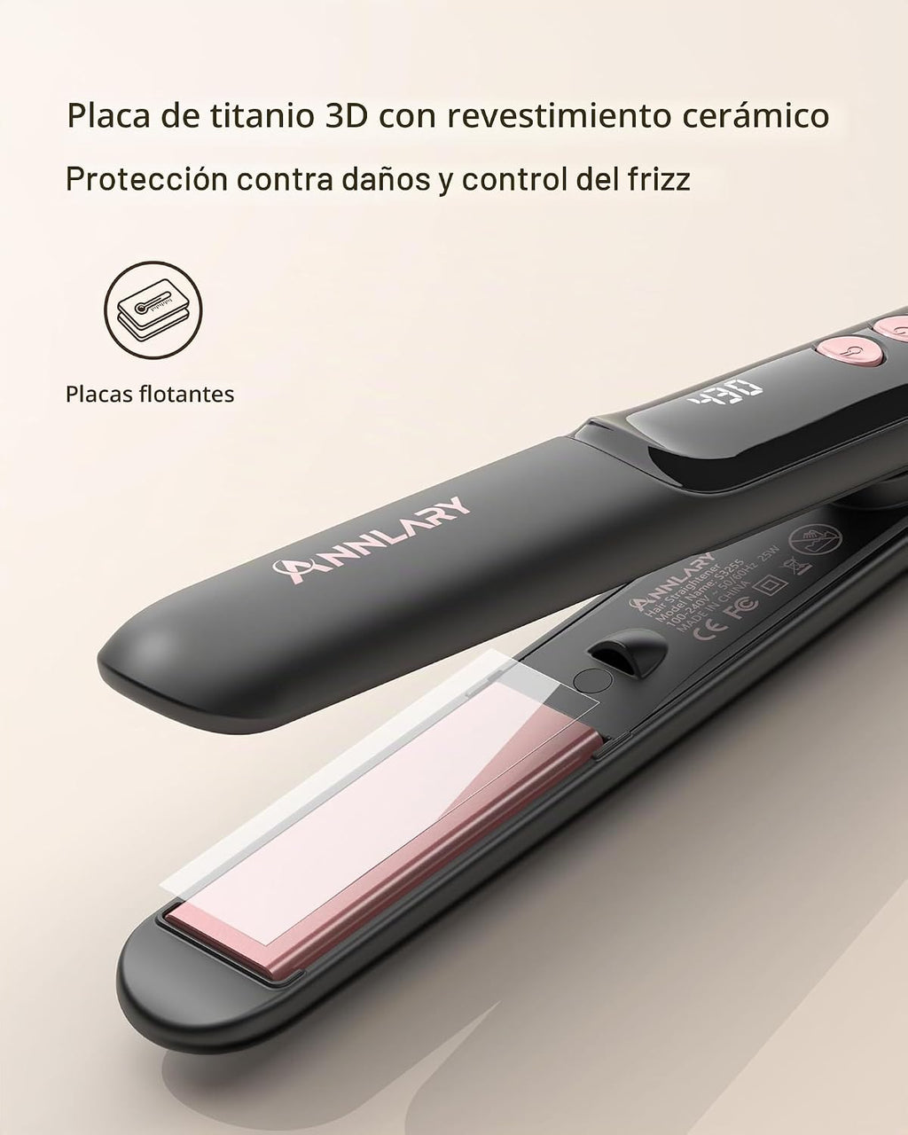ANNLARY Mini plancha de pelo para viajes, plancha plana pequeña por...