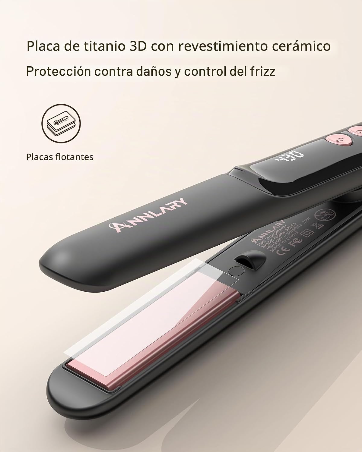 ANNLARY Mini plancha de pelo para viajes, plancha plana pequeña por...