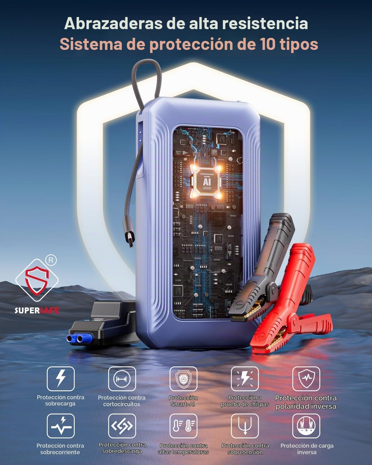 GOOLOO G7 3000A arrancador de auto con cable incorporado, banco de...