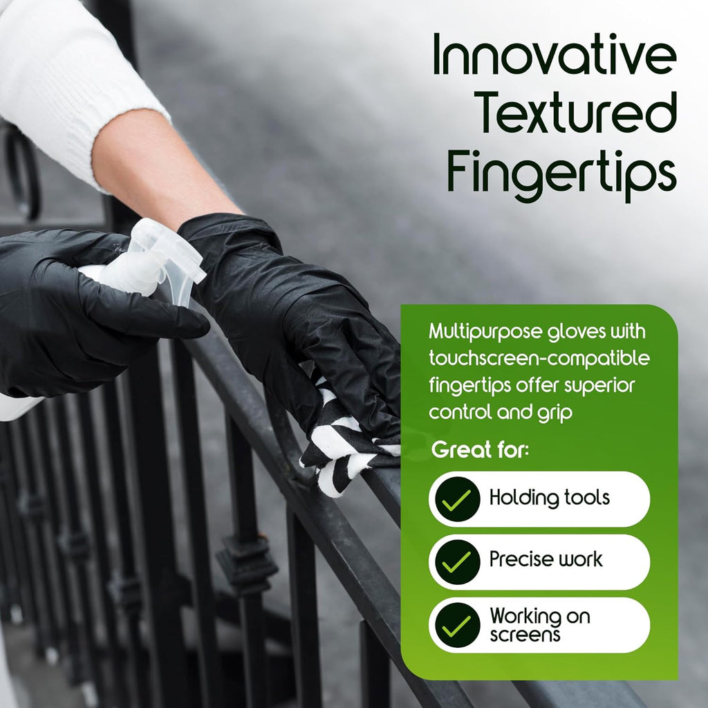 Inspire Guantes negros de nitrilo resistentes a los químicos de 6 m...