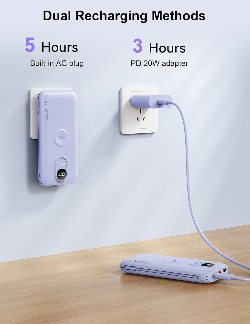 Cargador Portátil XEGNER 10000mAh 20W, Enchufe de Pared, 2 Cables,...