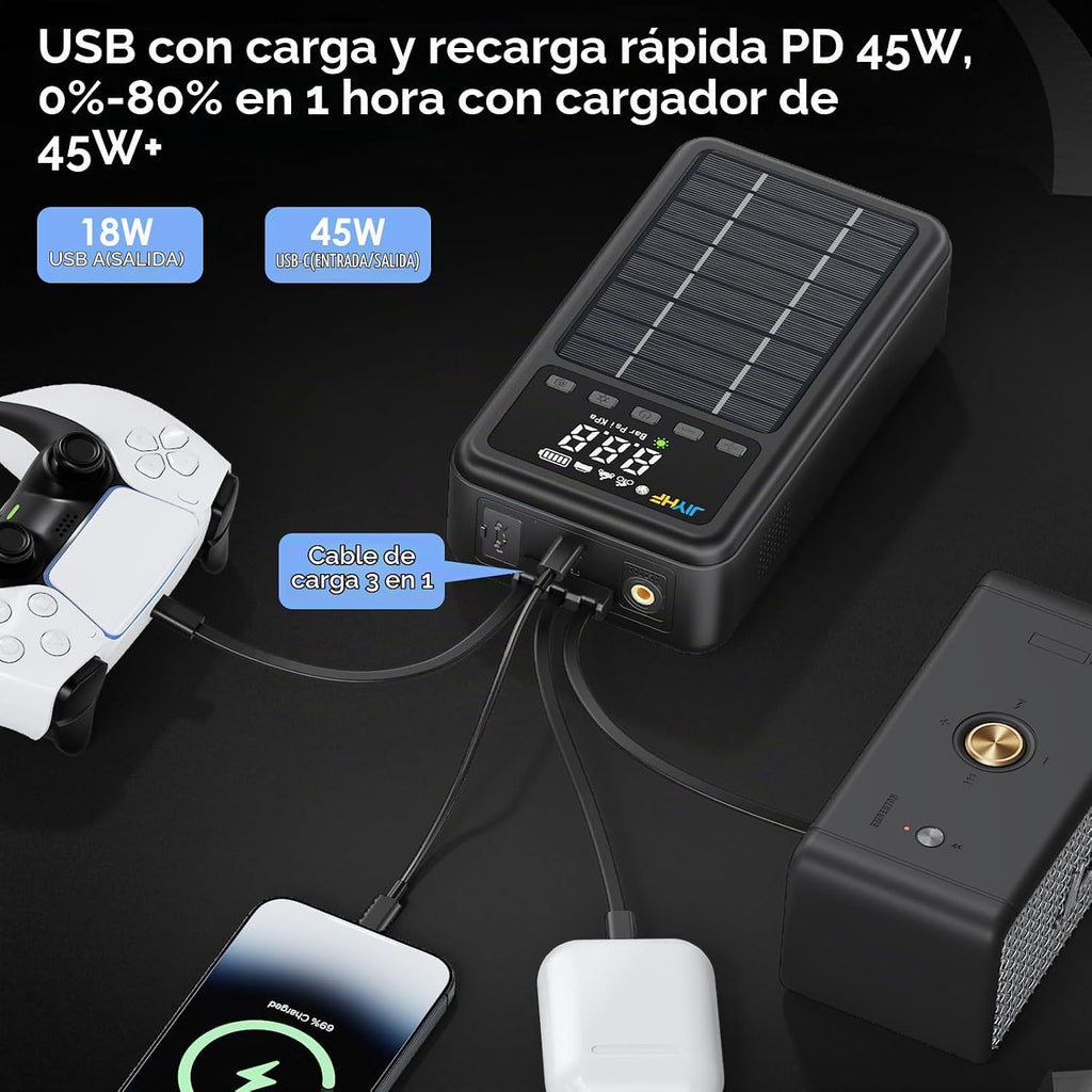 Arrancador solar JIYHF 3000A | Puente de batería de coche de 12 V,...