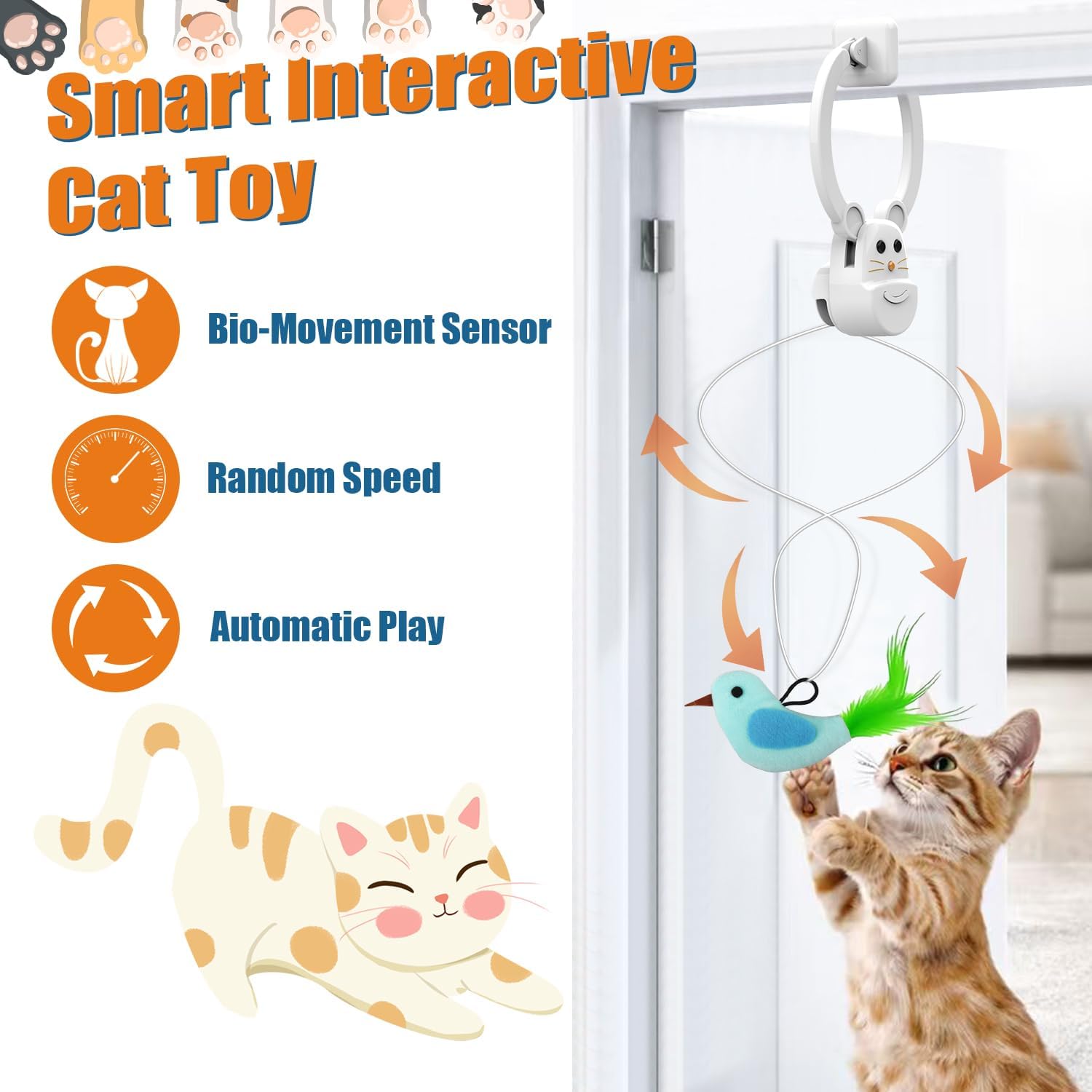 INKZOO Juguetes interactivos para gatos de interior, juguete automá...
