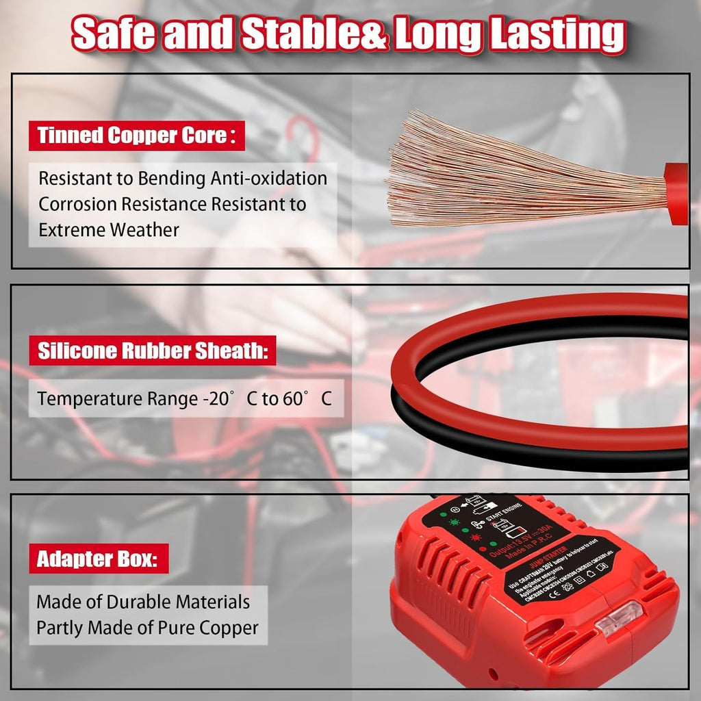 Adaptador de arranque de batería para Craftsman de 20 V, cables de...