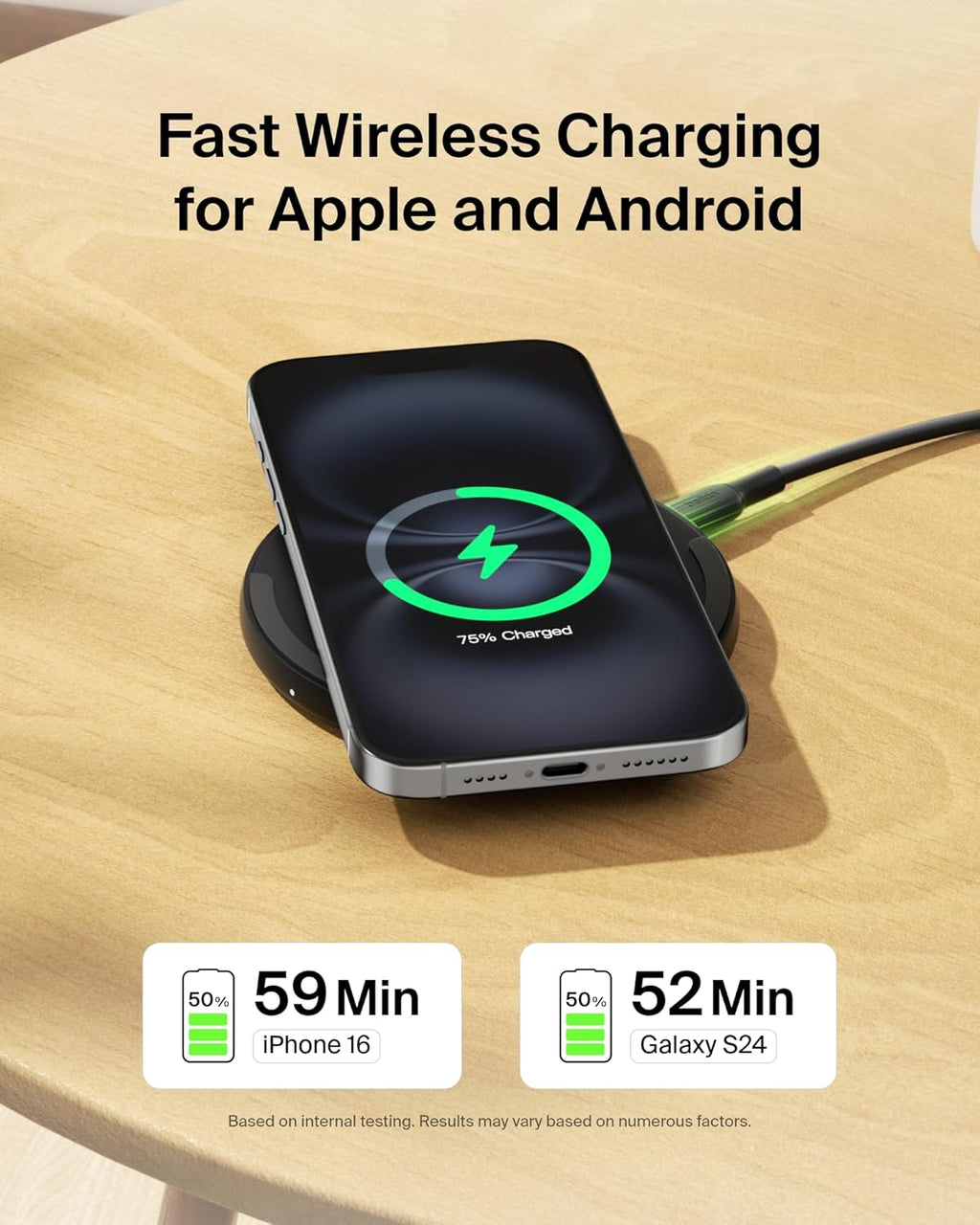 Almohadilla de carga inalámbrica Belkin 15W - Cargador Qi, estación...
