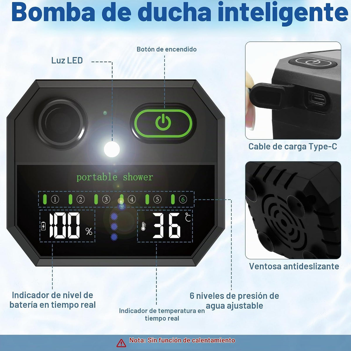 Sumloty Ducha portátil para acampar con calentador, bomba de ducha...