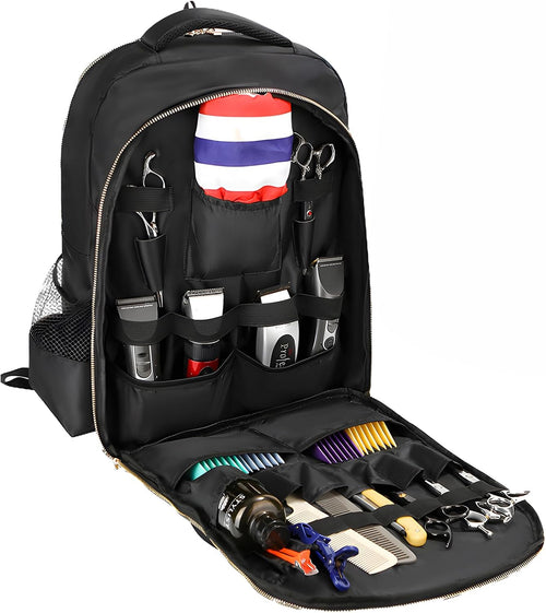 AIHOPESTO Mochila de Viaje para Barbero (Negro, 17.7 x 12.6 x 7.5 p...