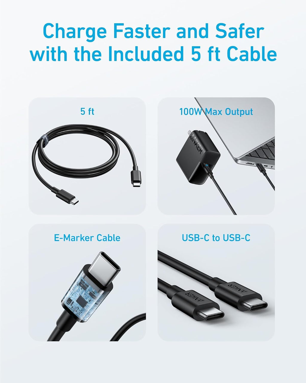 Anker Cargador para MacBook, compacto y plegable de 100 W, cargador...