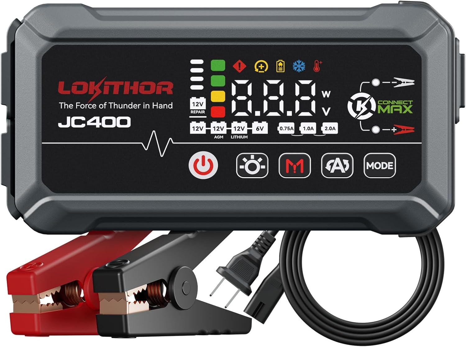 LOKITHOR Cargador de batería de coche JC400 2A\/1A\/750mA 6\/12V y...