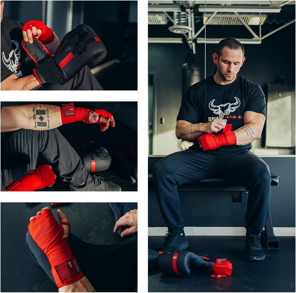 BEAST RAGE Vendas para manos de boxeo para MMA Kickboxing, muñequer...