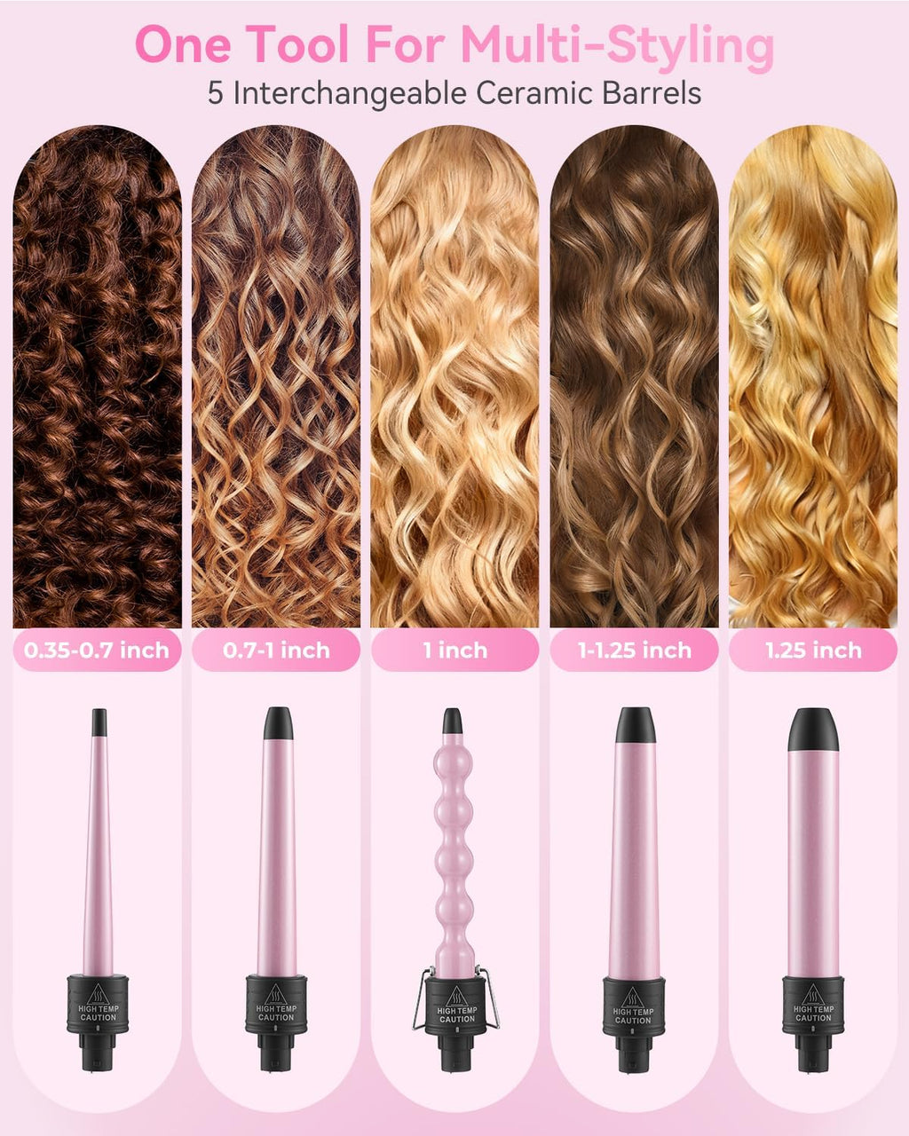 Set de rizadores 5 en 1: Vaina de rizador de cabello Ohuhu 5 piezas...