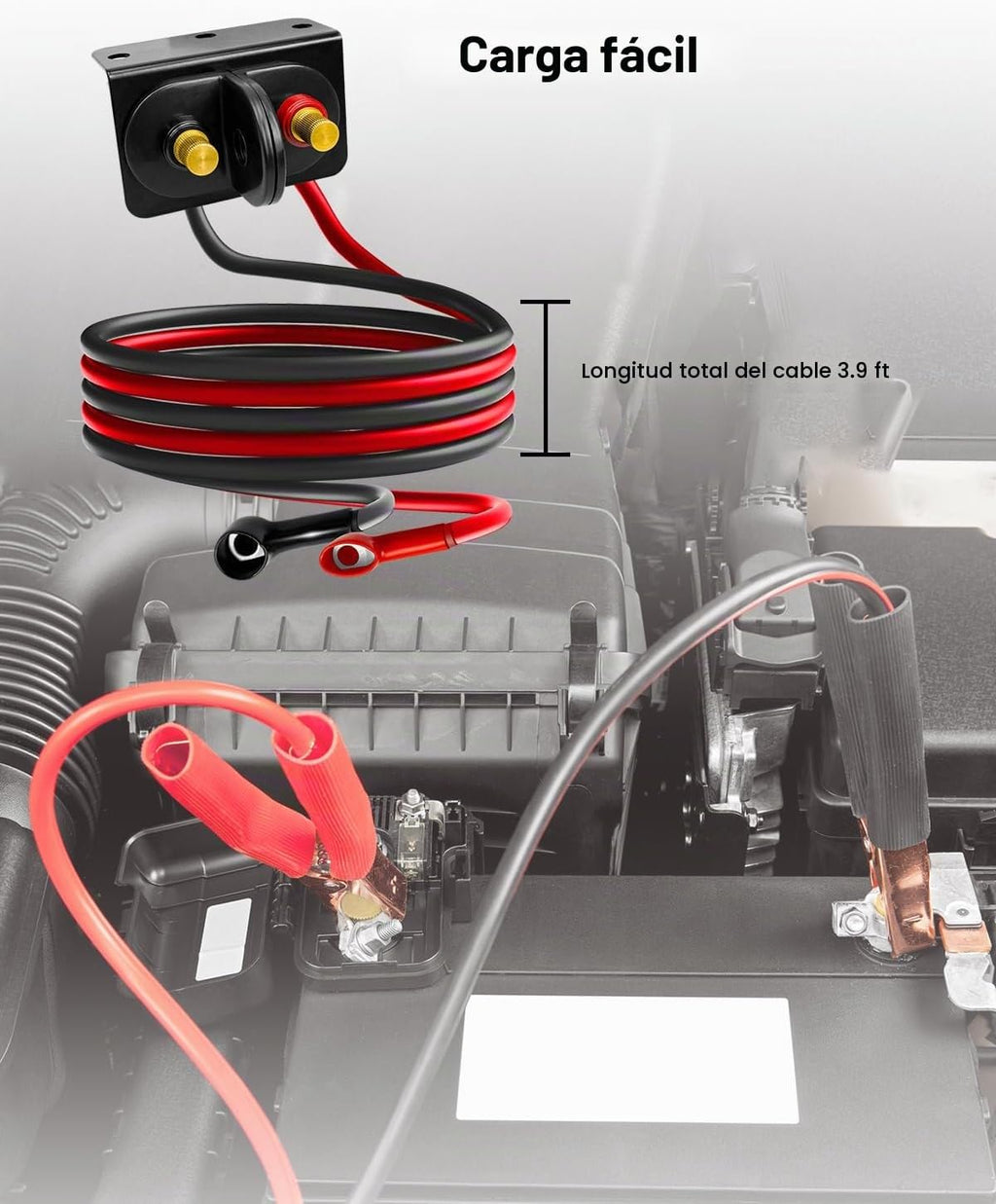 Kit de poste de batería con cable y soporte de montaje para automóv...