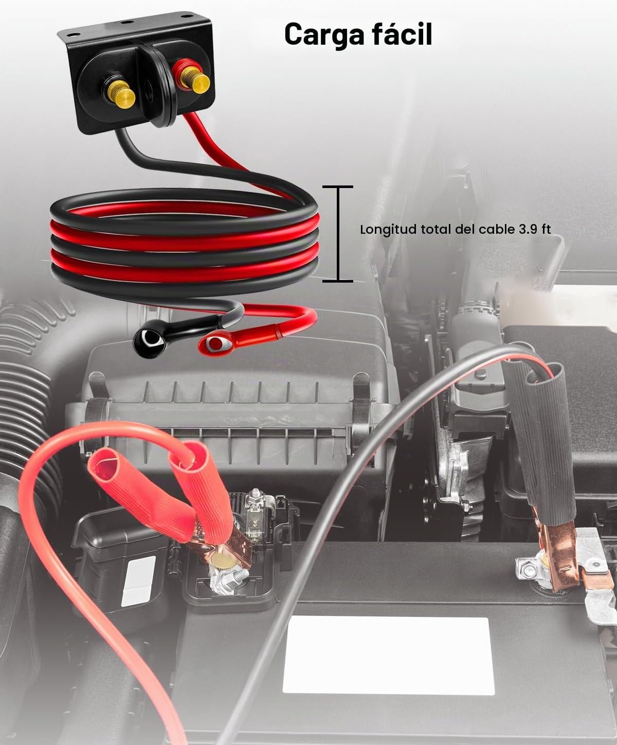 Kit de poste de batería con cable y soporte de montaje para automóv...