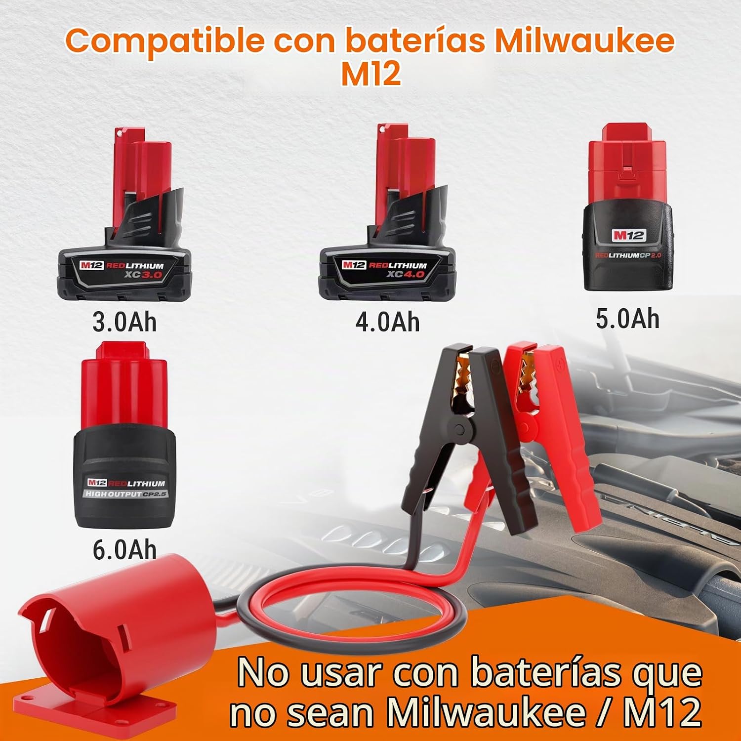 Cables de puente para automóvil con adaptador compatibles con bater...