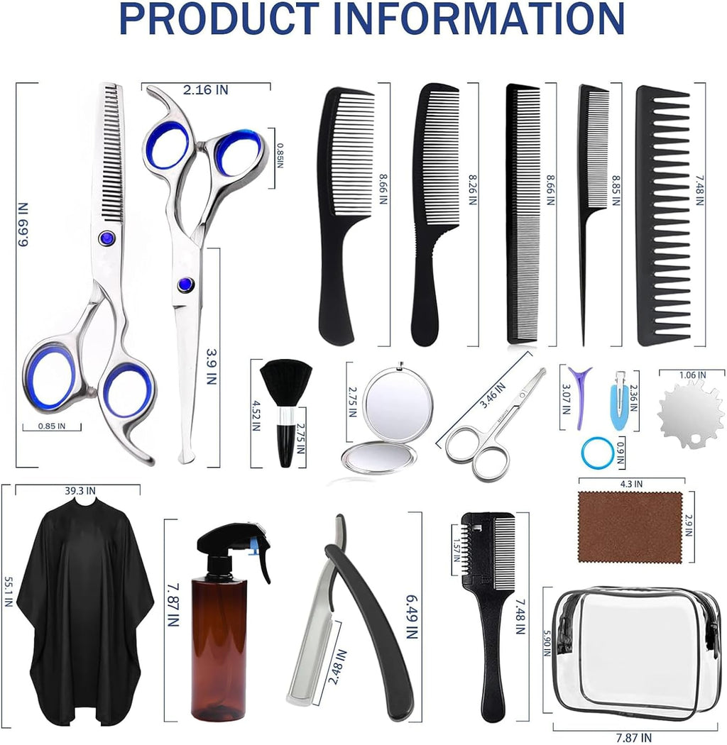 Juego de tijeras de corte de cabello, 27 piezas de tijeras profesio...