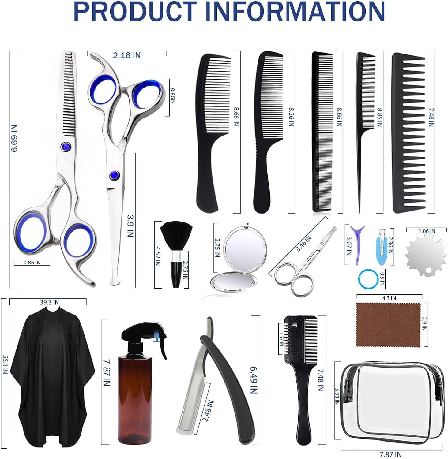 Juego de tijeras de corte de cabello, 27 piezas de tijeras profesio...