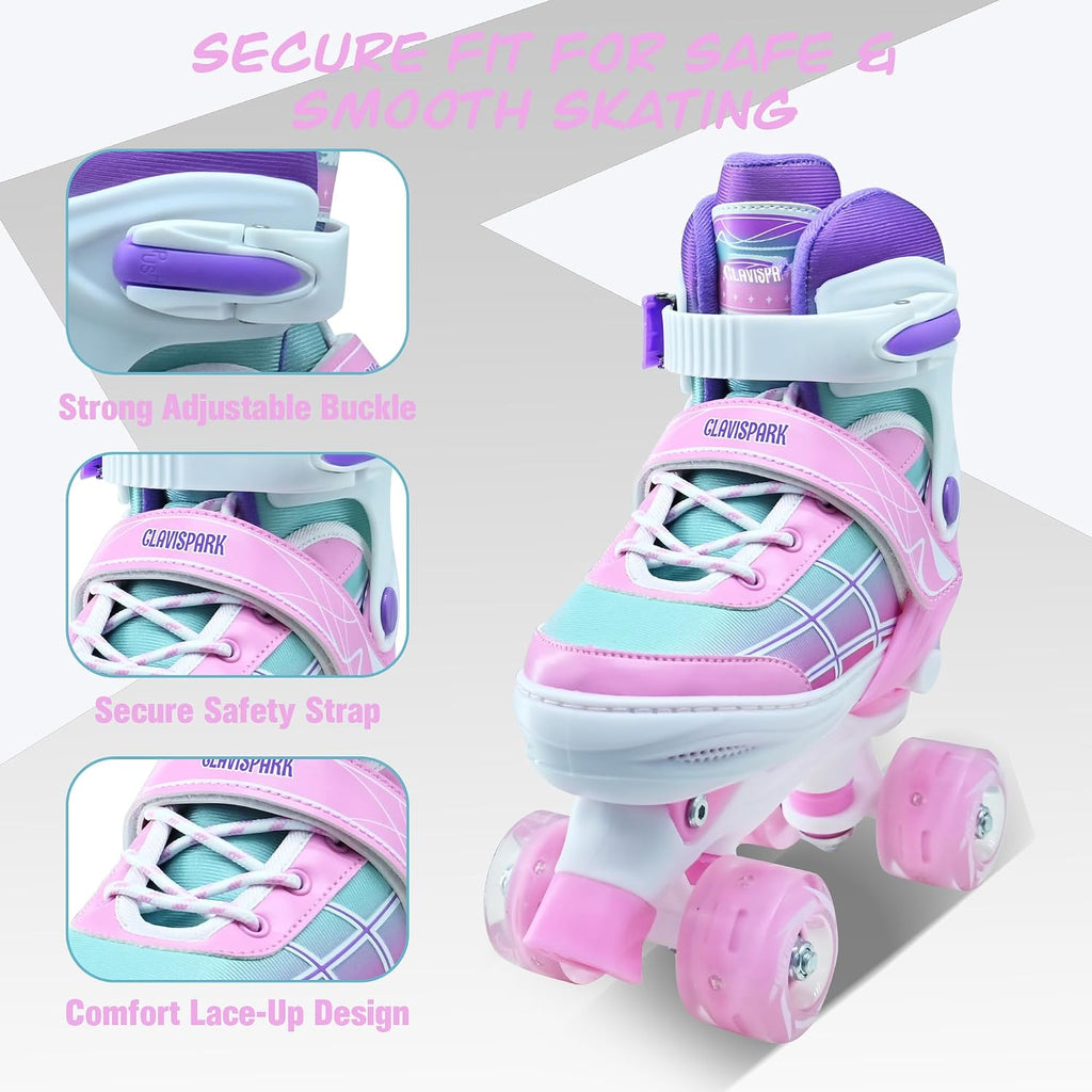 CLAVISPARK - Patines de ruedas para niños y niñas, 4 tamaños ajusta...