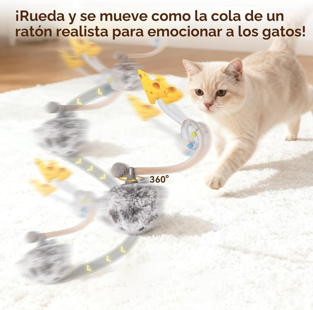 Migipaws MigiMouse - Juguete interactivo para gatos con giro de 360...