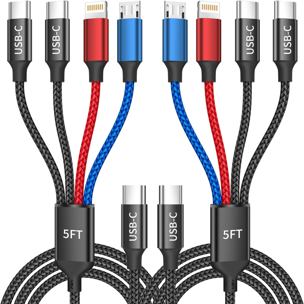 Cable de carga USB C a 4 en 1 con doble puerto tipo C de 5 pies, ca...