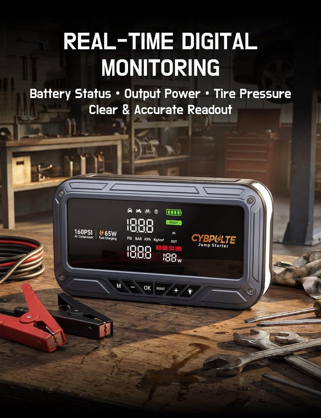 CYBPULTE Arrancador con compresor de aire 8000A 160 PSI, 65W USB-C...
