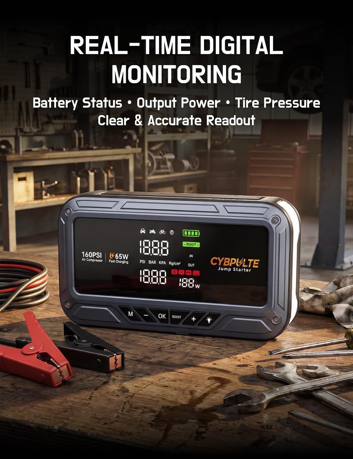 CYBPULTE Arrancador con compresor de aire 8000A 160 PSI, 65W USB-C...