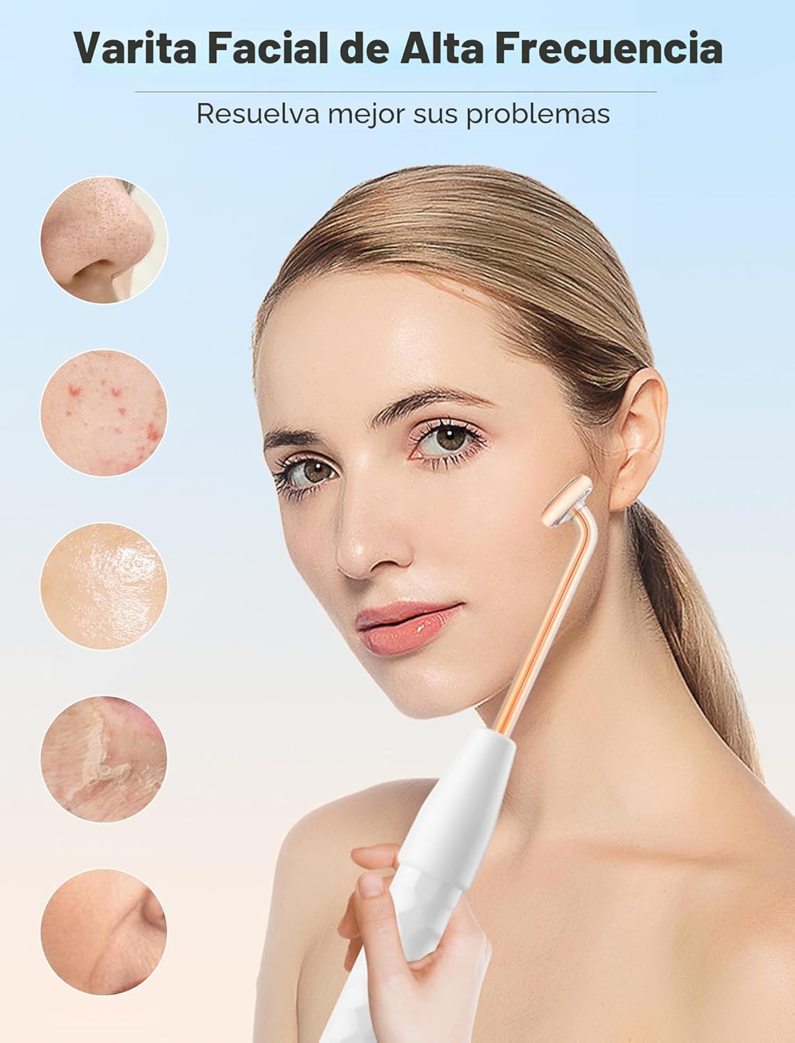 Varita de alta frecuencia, dispositivo facial portátil con 4 tubos...