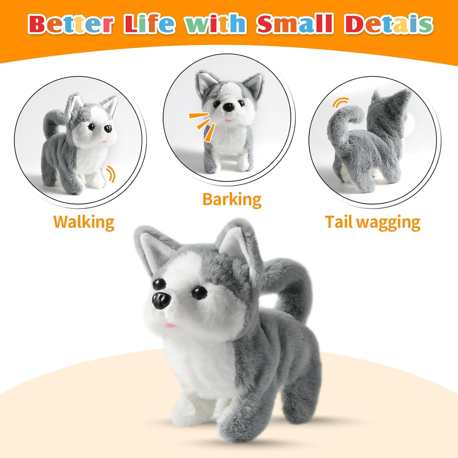 KSABVAIA Juguete de Peluche Husky Cachorro Perro Electrónico Intera...