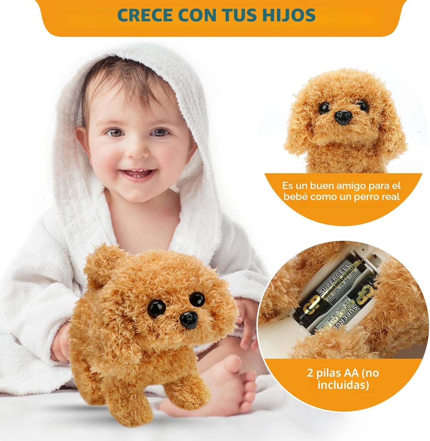 KSABVAIA Juguete de peluche electrónico interactivo para perros \u2...