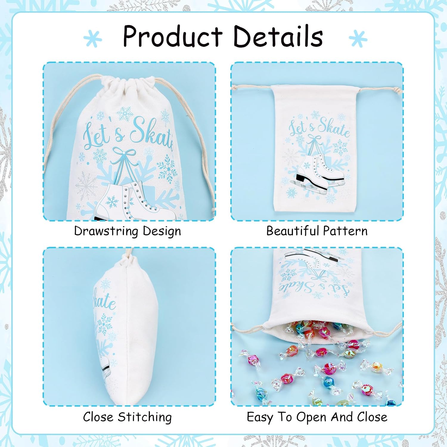 Serencatcher 12 bolsas de regalo de patinaje sobre hielo, bolsas de...