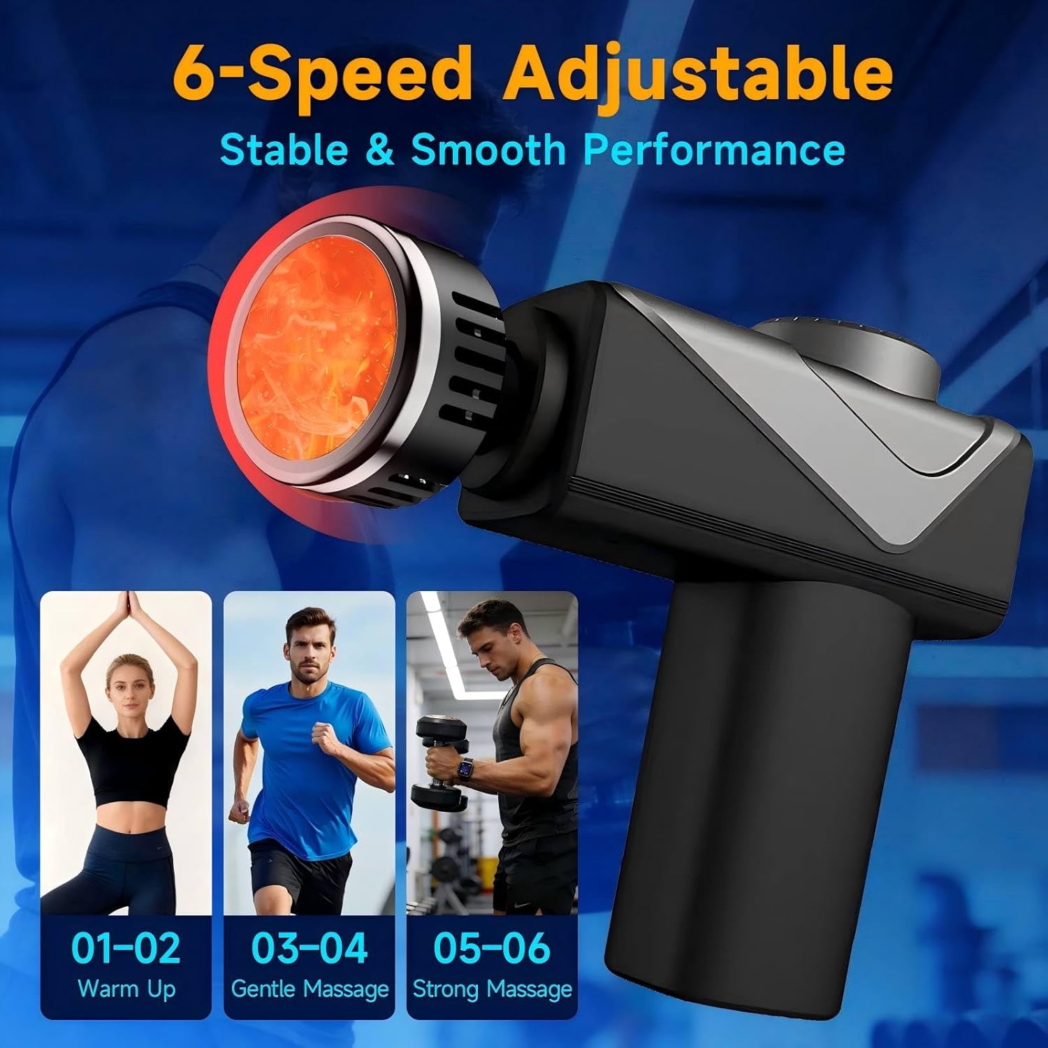 JOYSUWERUN Pistola de masaje con calor, mini masajeador de mano par...