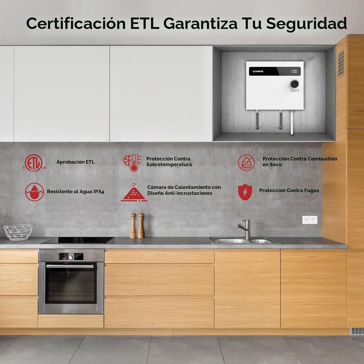 CAMPLUX - Calentador de agua eléctrico sin tanque de 14 kW 240 volt...