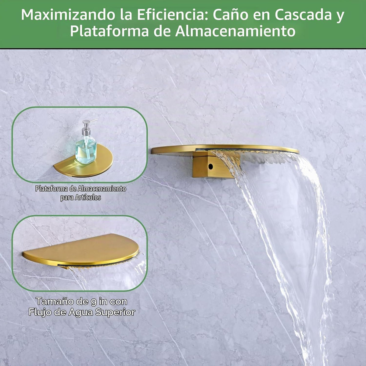VANFOXLE - Juego de grifo de ducha dorado cepillado, desviador de b...