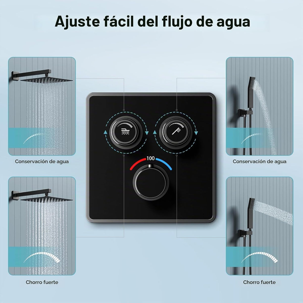 SR SUN RISE Sistema de ducha termostático de 100℉, juego de grifo d...