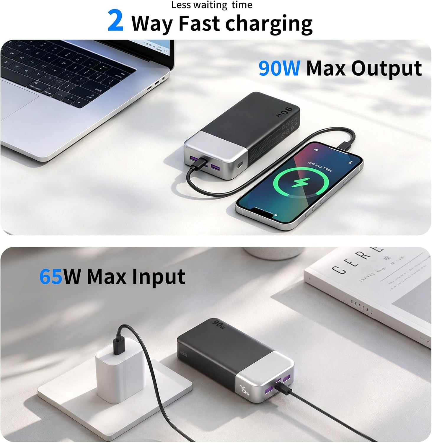 NOBIS Banco de energía de 90 W, 20,000 mAh, cargador portátil para...