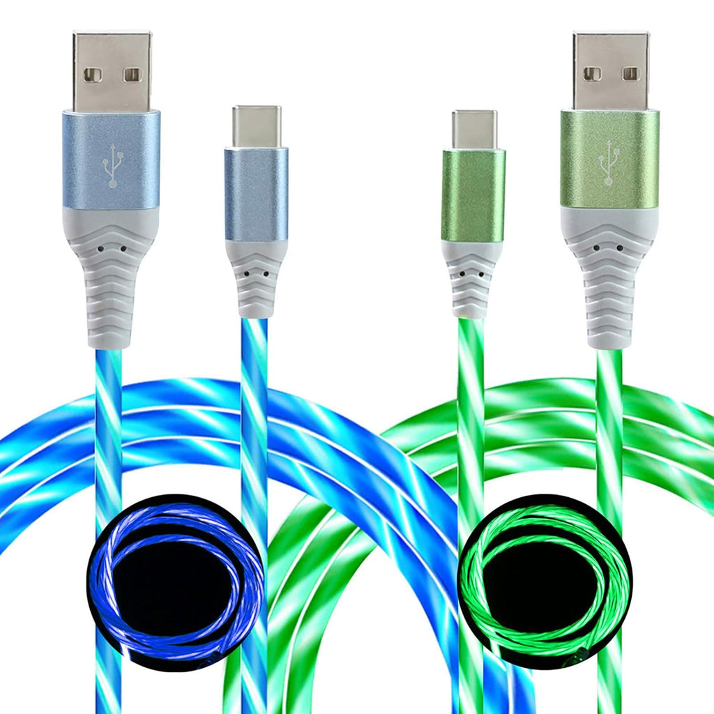 Cable LED USB C [2 unidades, 6 pies], cable de carga rápida LED de...