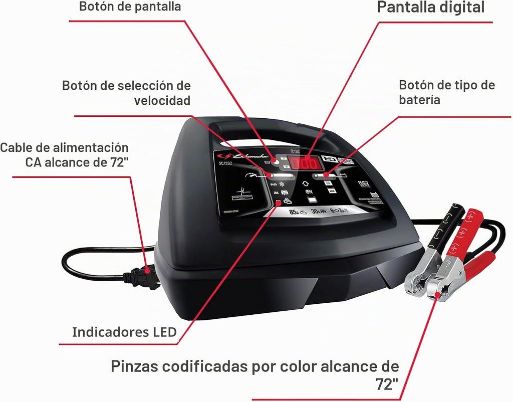 Schumacher Electric - Cargador de batería de coche de 6A y arrancad...