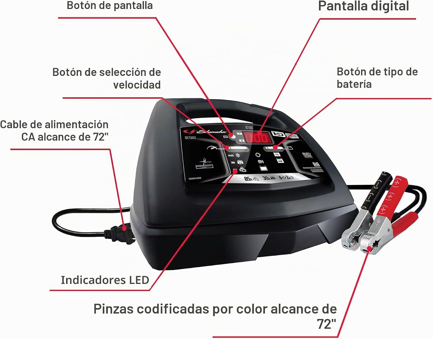Schumacher Electric - Cargador de batería de coche de 6A y arrancad...