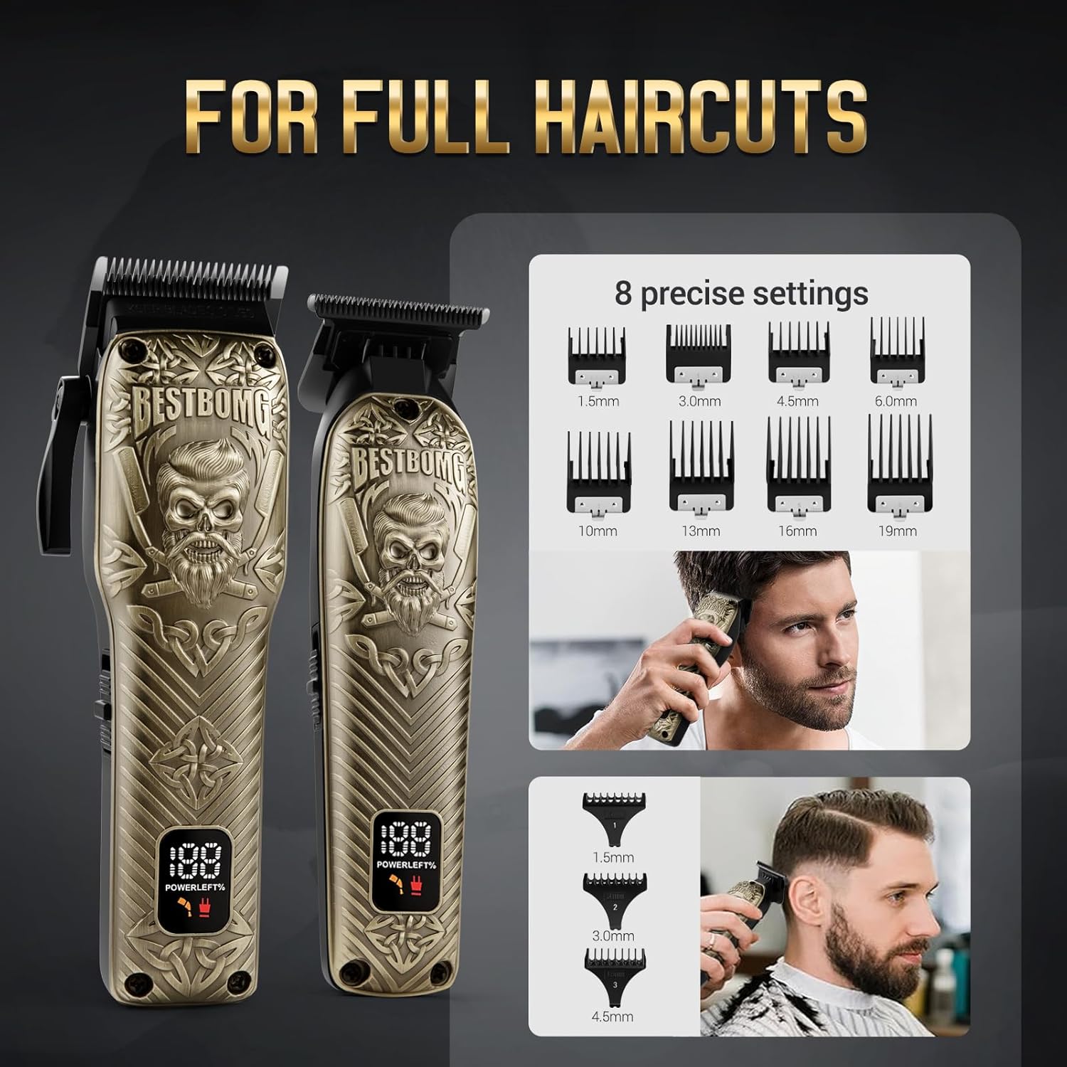 BESTBOMG® - Juego de cortapelos para hombres, cortadora de pelo pro...