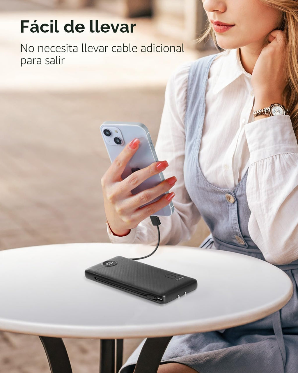 Cargador portátil, banco de energía integrado y enchufe de pared de...