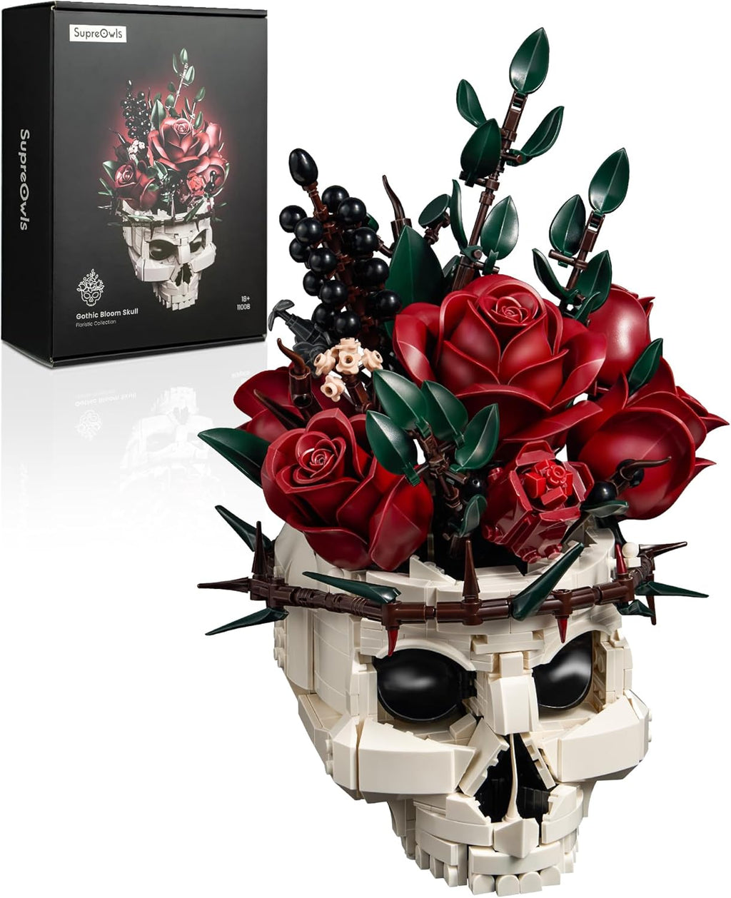 iATOM Juego de construcción de ramo de flores de calavera y rosas,...