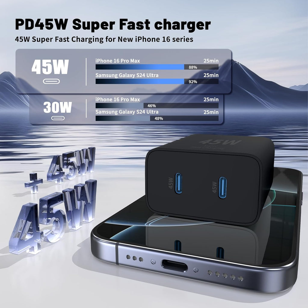 QZIIW Cargador súper rápido Samsung tipo C, bloque de carga rápida...