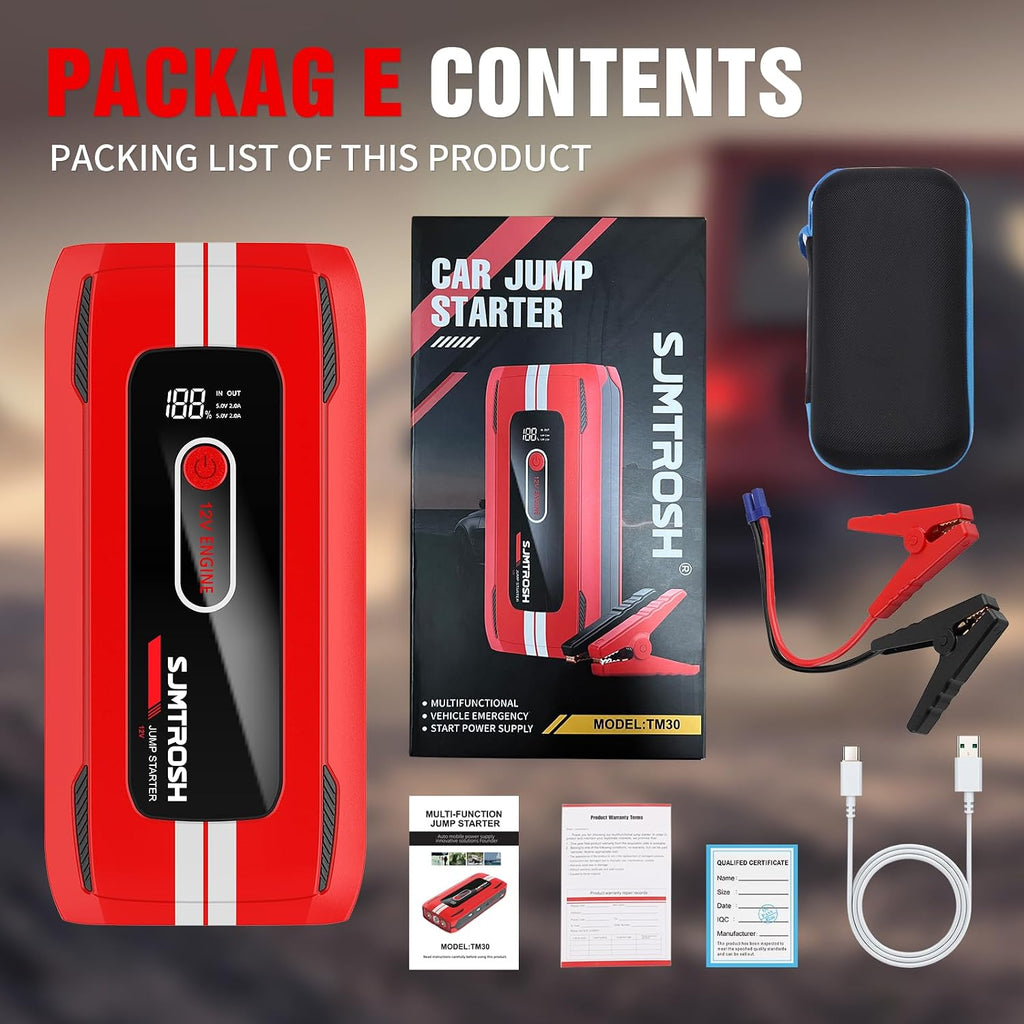 Arrancador de salto 5000A pico (4000A Jump Starter Rojo)