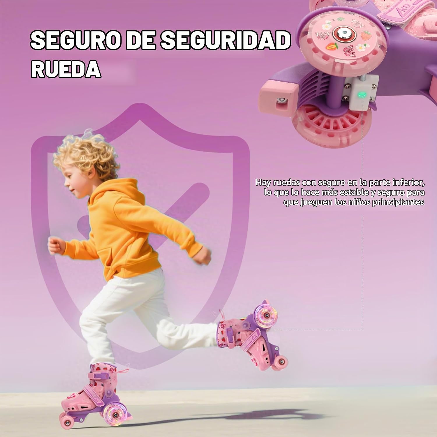 LKD Patines ajustables para niños y niñas, patines cuádruples para...